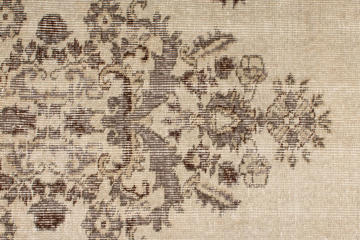 6x10 Ivory and Brown Turkish Overdyed Rug