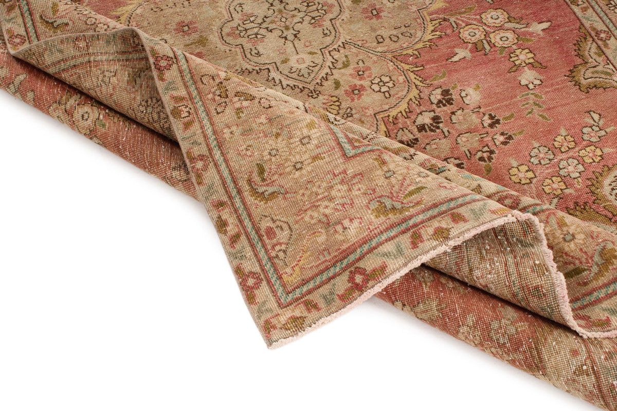 7x9 Pink and Multicolor Turkish Overdyed Rug