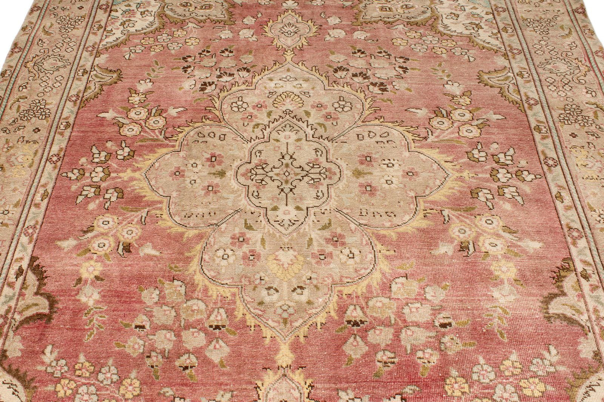 7x9 Pink and Multicolor Turkish Overdyed Rug