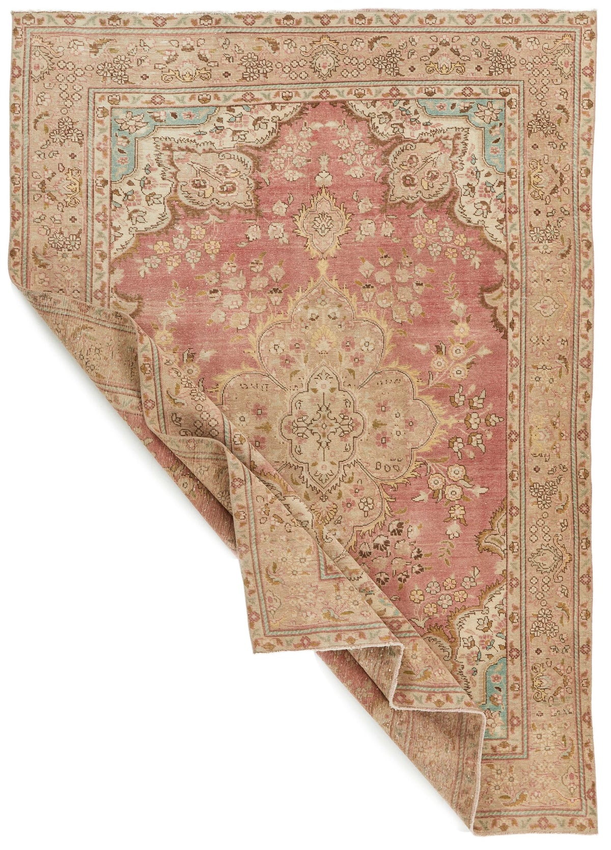 7x9 Pink and Multicolor Turkish Overdyed Rug