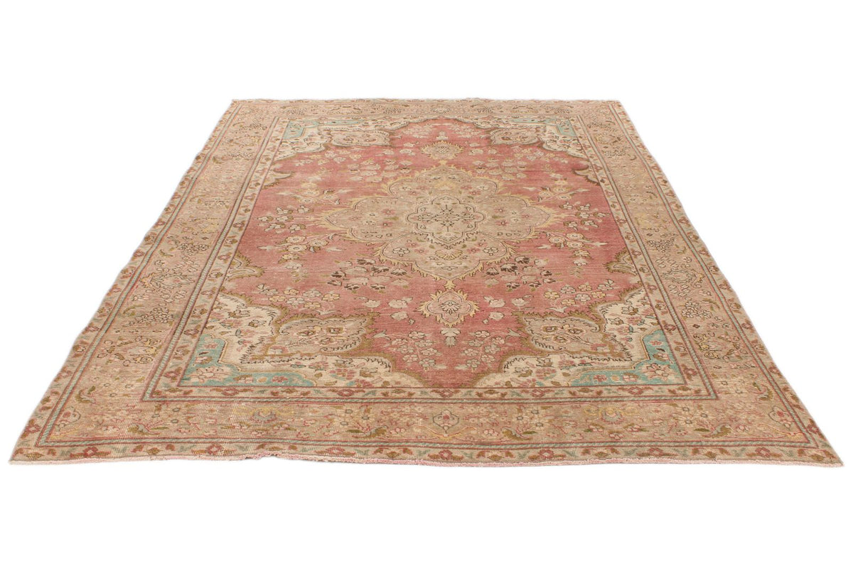 7x9 Pink and Multicolor Turkish Overdyed Rug