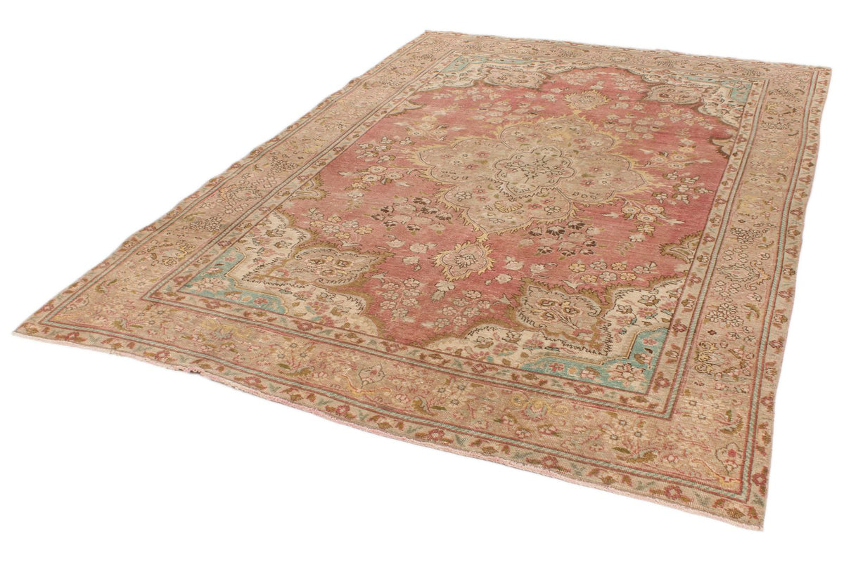 7x9 Pink and Multicolor Turkish Overdyed Rug