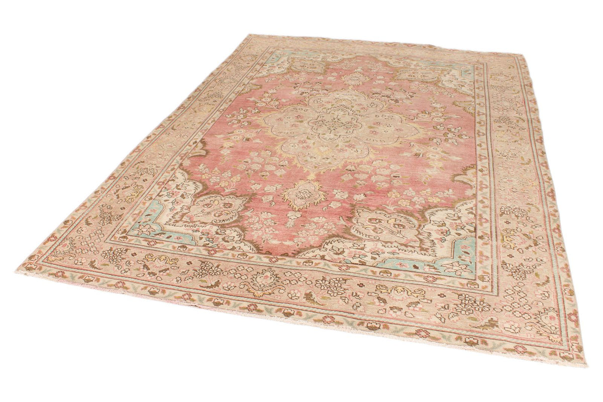 7x9 Pink and Multicolor Turkish Overdyed Rug