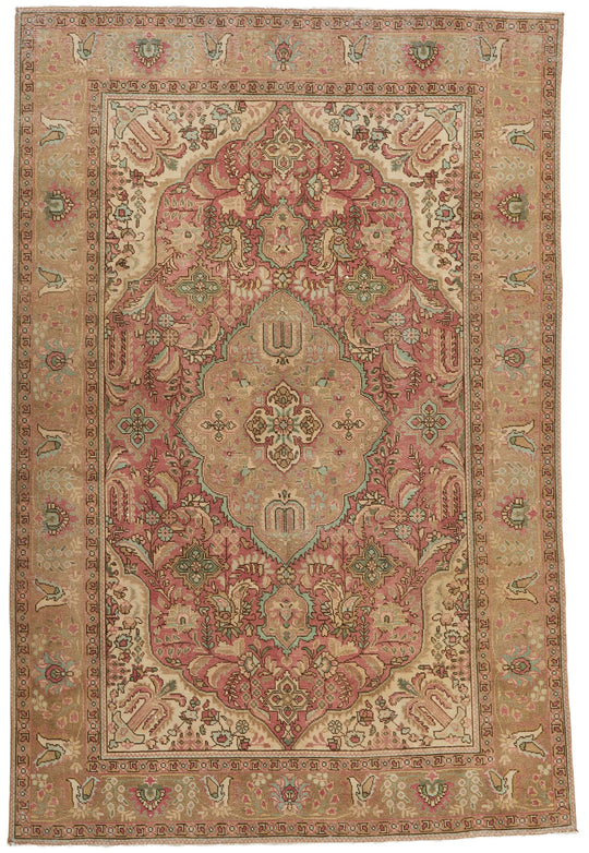 6x10 Pink and Multicolor Turkish Overdyed Rug