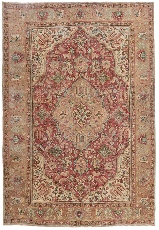 7x10 Pink and Multicolor Turkish Overdyed Rug