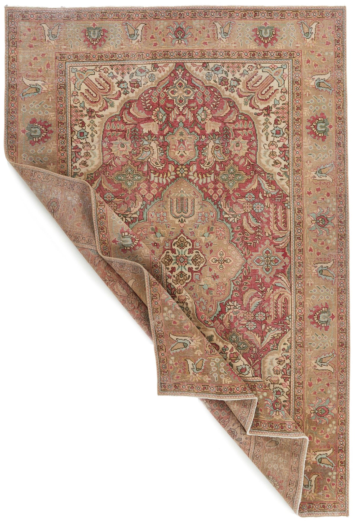 7x10 Pink and Multicolor Turkish Overdyed Rug