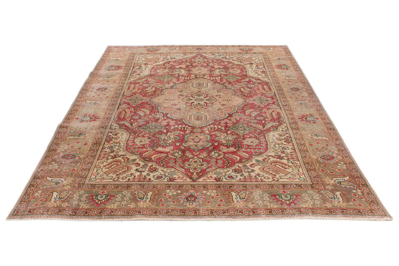 7x10 Pink and Multicolor Turkish Overdyed Rug