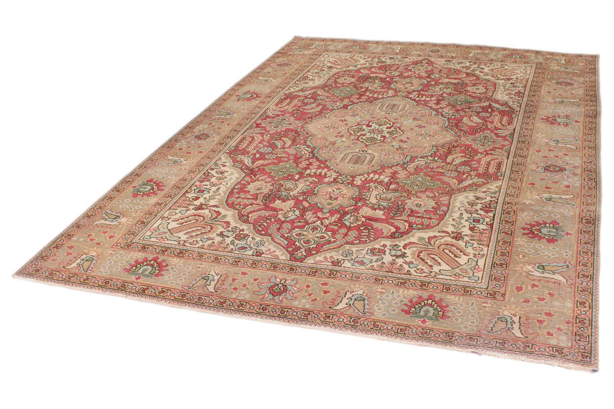 7x10 Pink and Multicolor Turkish Overdyed Rug