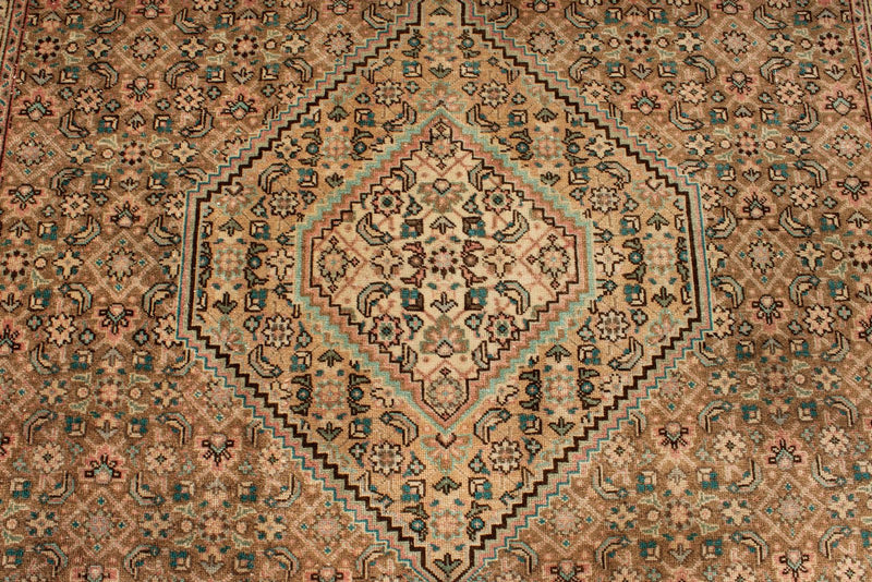 7x9 Light Brown and Multicolor Turkish Overdyed Rug