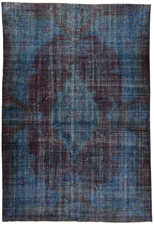 7x10 Dark Purple and Navy Turkish Overdyed Rug