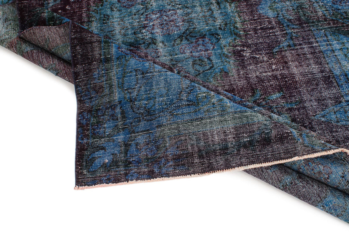 7x10 Dark Purple and Navy Turkish Overdyed Rug