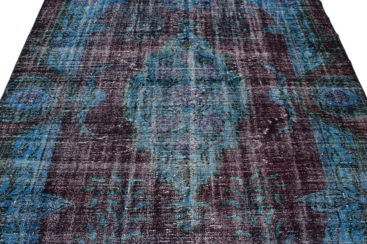 7x10 Dark Purple and Navy Turkish Overdyed Rug