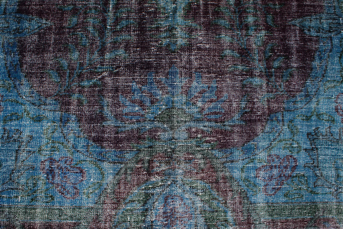 7x10 Dark Purple and Navy Turkish Overdyed Rug
