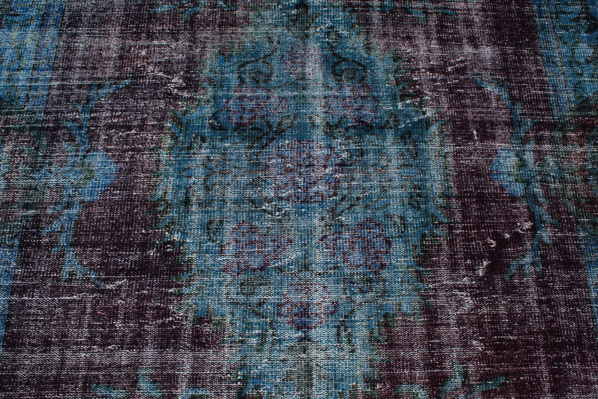 7x10 Dark Purple and Navy Turkish Overdyed Rug