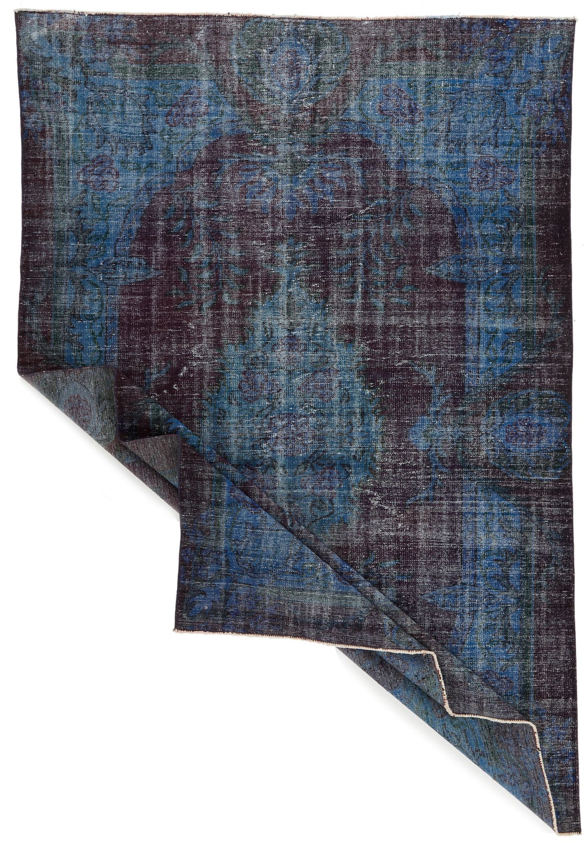 7x10 Dark Purple and Navy Turkish Overdyed Rug