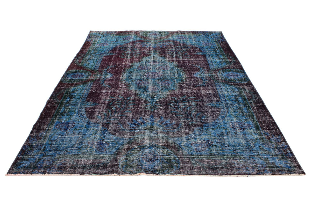 7x10 Dark Purple and Navy Turkish Overdyed Rug