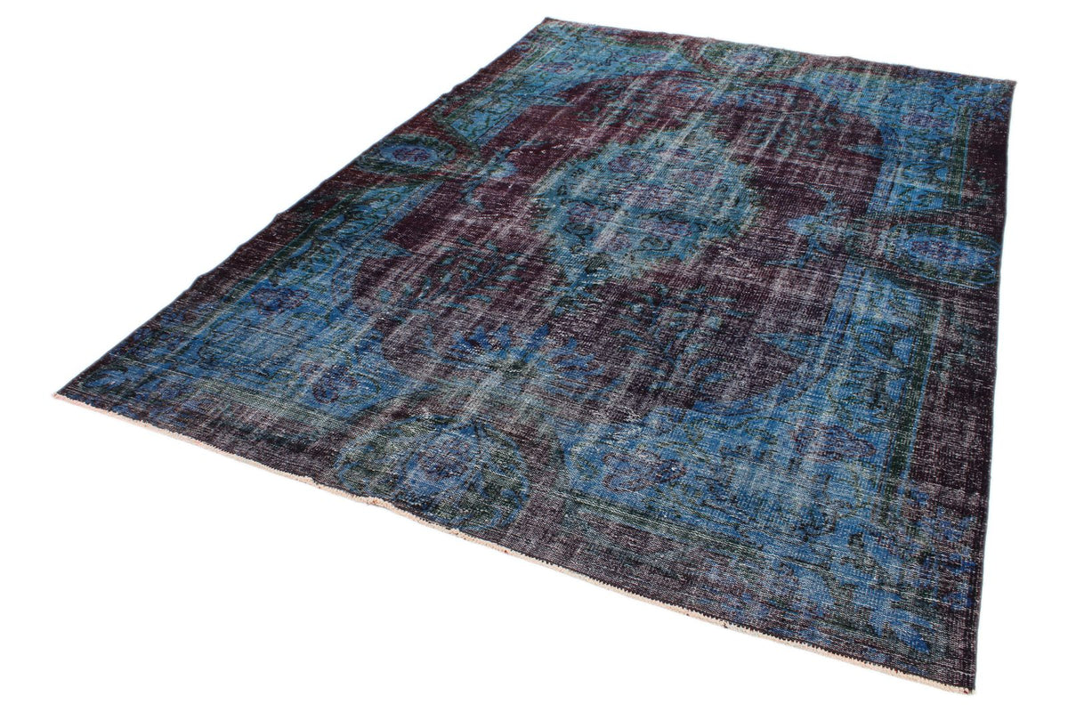 7x10 Dark Purple and Navy Turkish Overdyed Rug