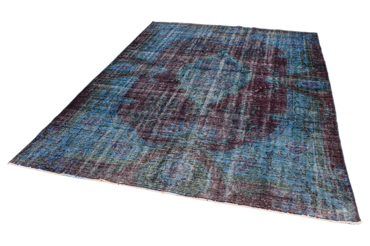 7x10 Dark Purple and Navy Turkish Overdyed Rug