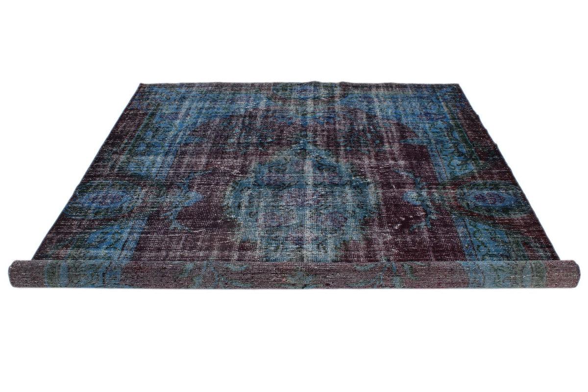 7x10 Dark Purple and Navy Turkish Overdyed Rug