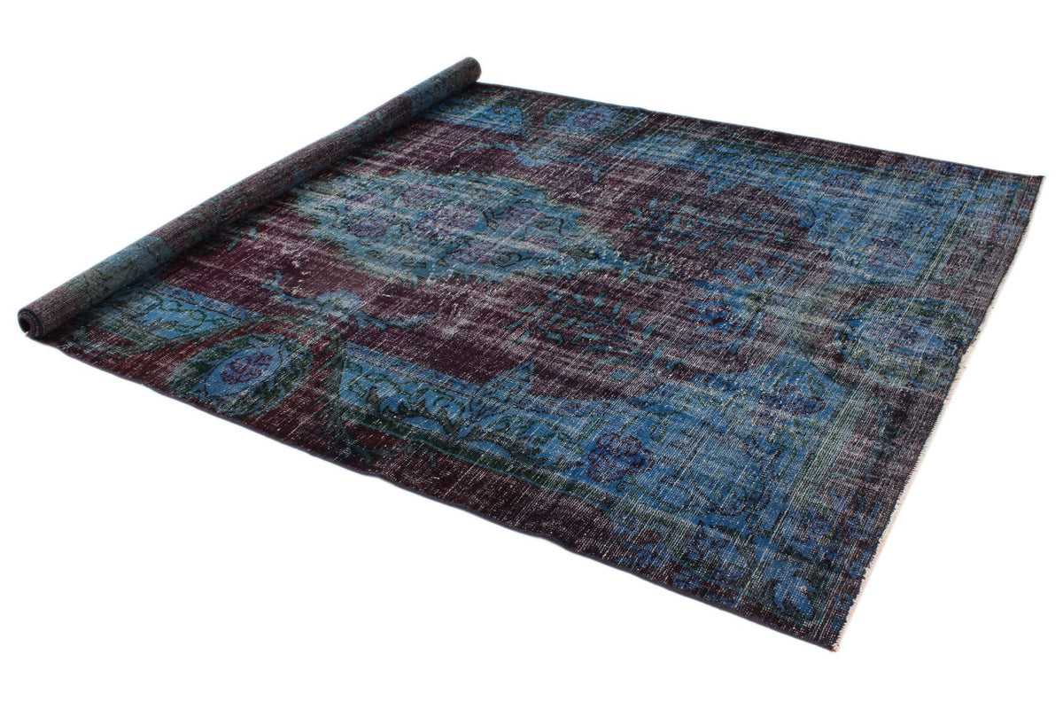 7x10 Dark Purple and Navy Turkish Overdyed Rug