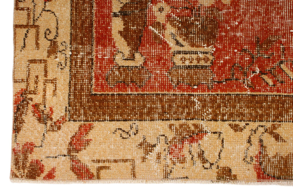 6x11 Orange and Beige Turkish Overdyed Rug