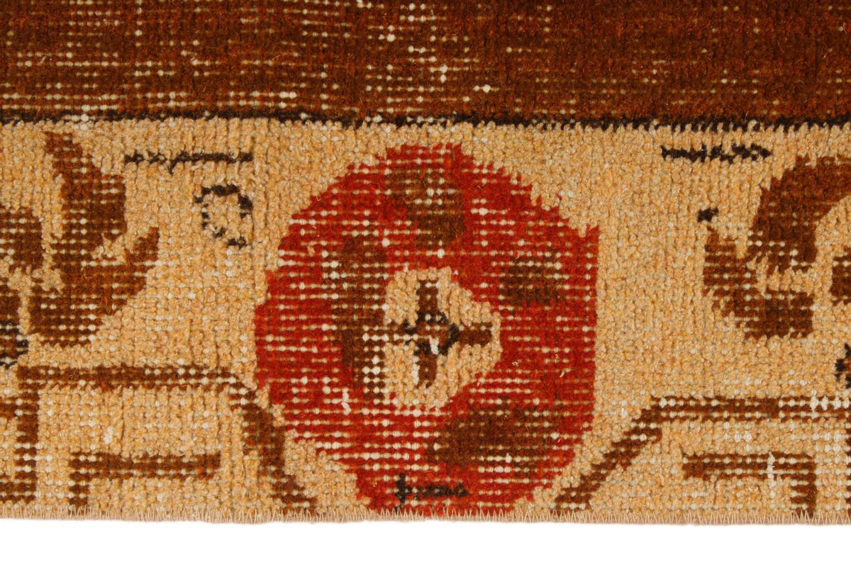 6x11 Orange and Beige Turkish Overdyed Rug