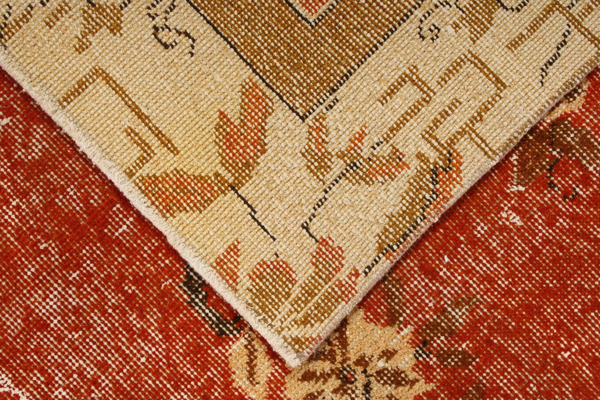 6x11 Orange and Beige Turkish Overdyed Rug