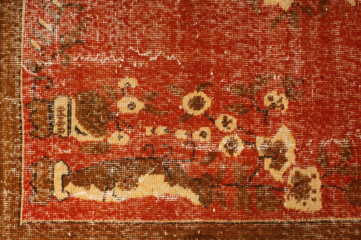 6x11 Orange and Beige Turkish Overdyed Rug