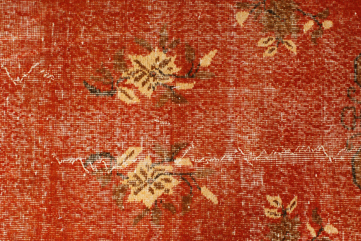 6x11 Orange and Beige Turkish Overdyed Rug