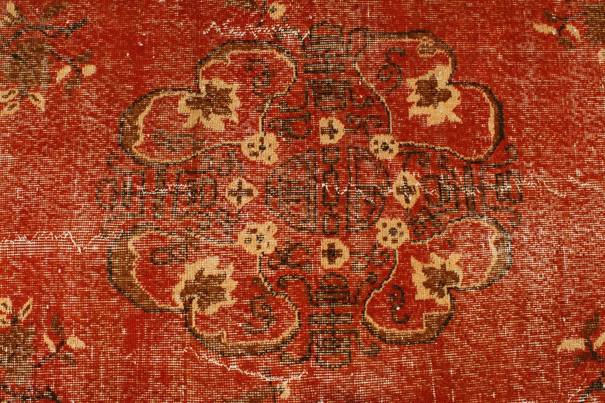6x11 Orange and Beige Turkish Overdyed Rug