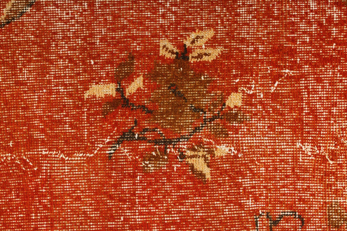 6x11 Orange and Beige Turkish Overdyed Rug