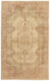 6x9 Ivory and Multicolor Turkish Overdyed Rug