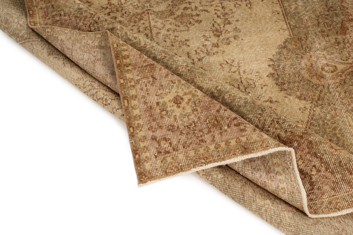 6x9 Ivory and Multicolor Turkish Overdyed Rug