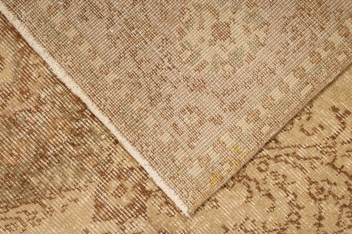 6x9 Ivory and Multicolor Turkish Overdyed Rug