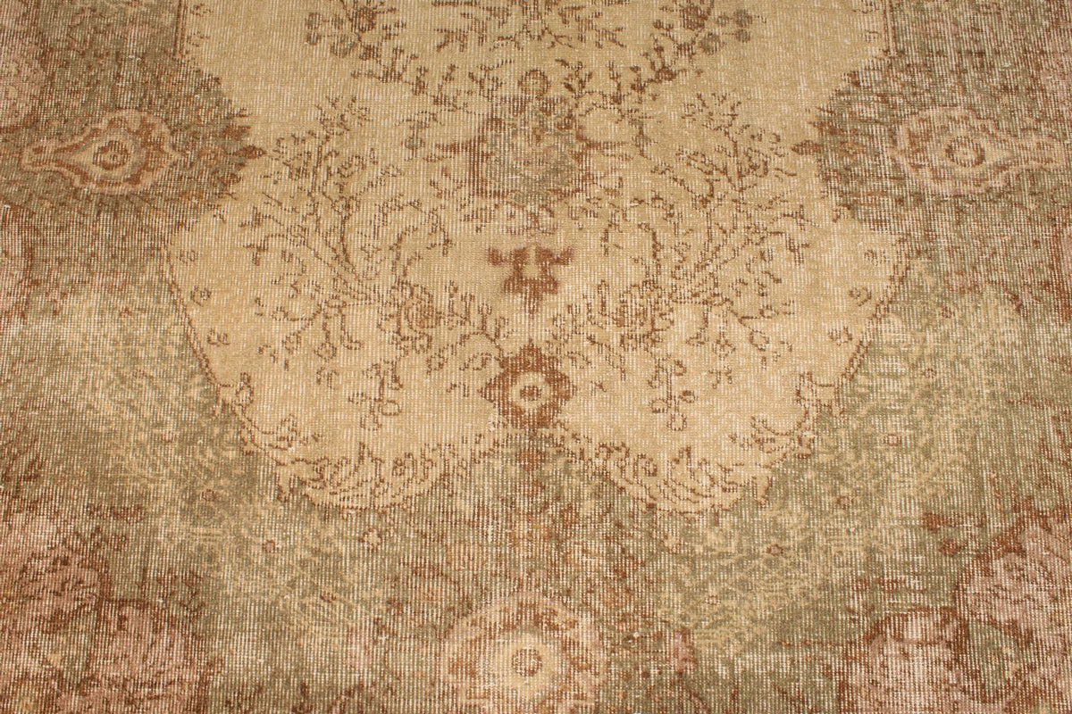 6x9 Ivory and Multicolor Turkish Overdyed Rug