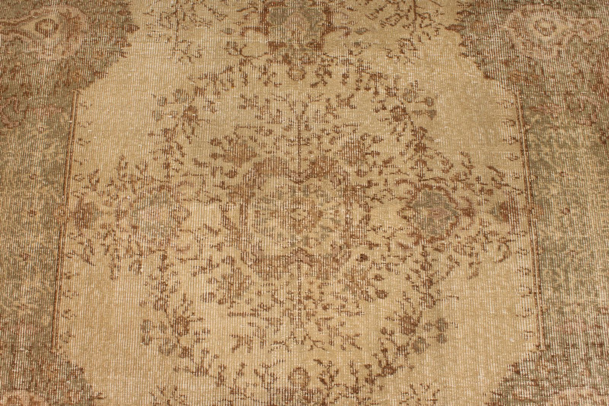 6x9 Ivory and Multicolor Turkish Overdyed Rug