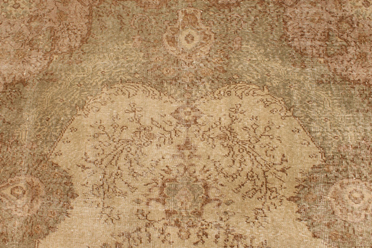 6x9 Ivory and Multicolor Turkish Overdyed Rug