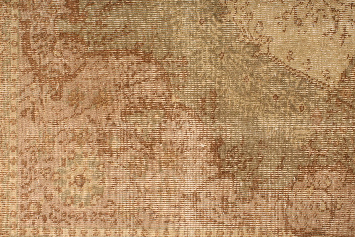 6x9 Ivory and Multicolor Turkish Overdyed Rug