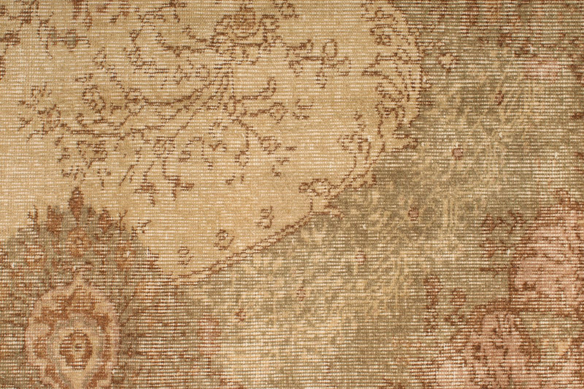 6x9 Ivory and Multicolor Turkish Overdyed Rug