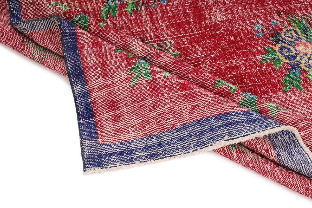 5x8 Red and Navy Turkish Overdyed Rug