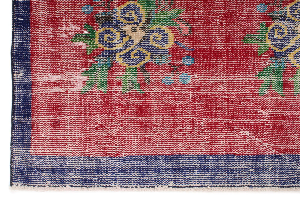 5x8 Red and Navy Turkish Overdyed Rug