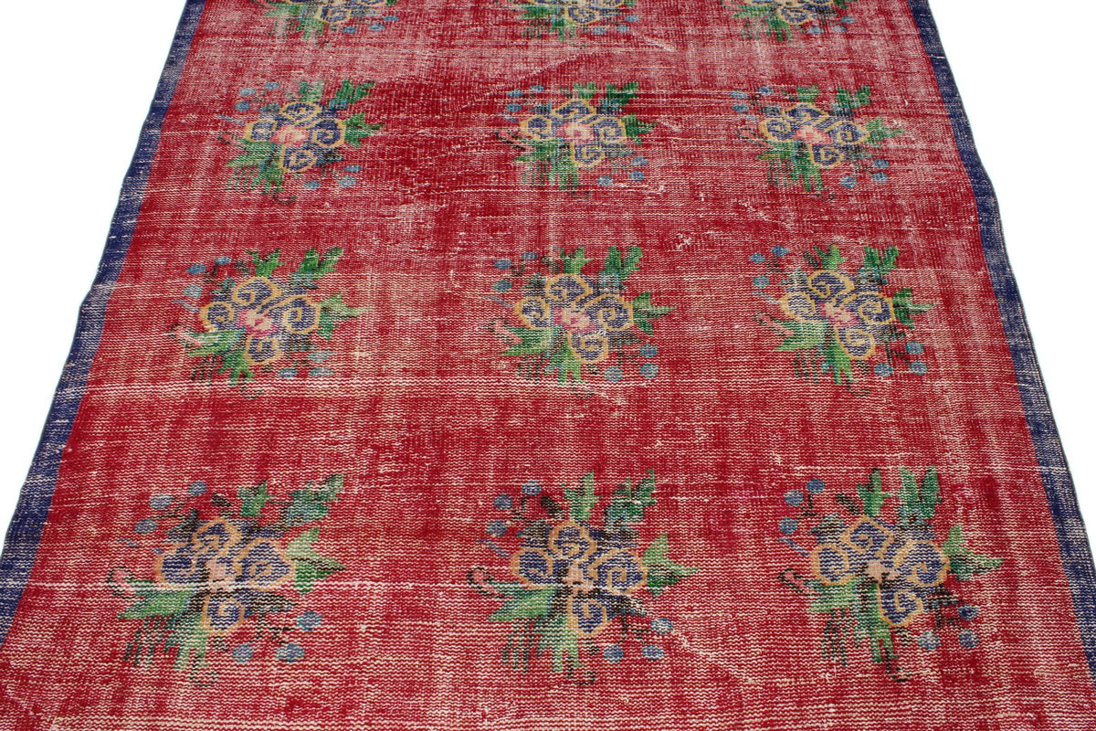 5x8 Red and Navy Turkish Overdyed Rug