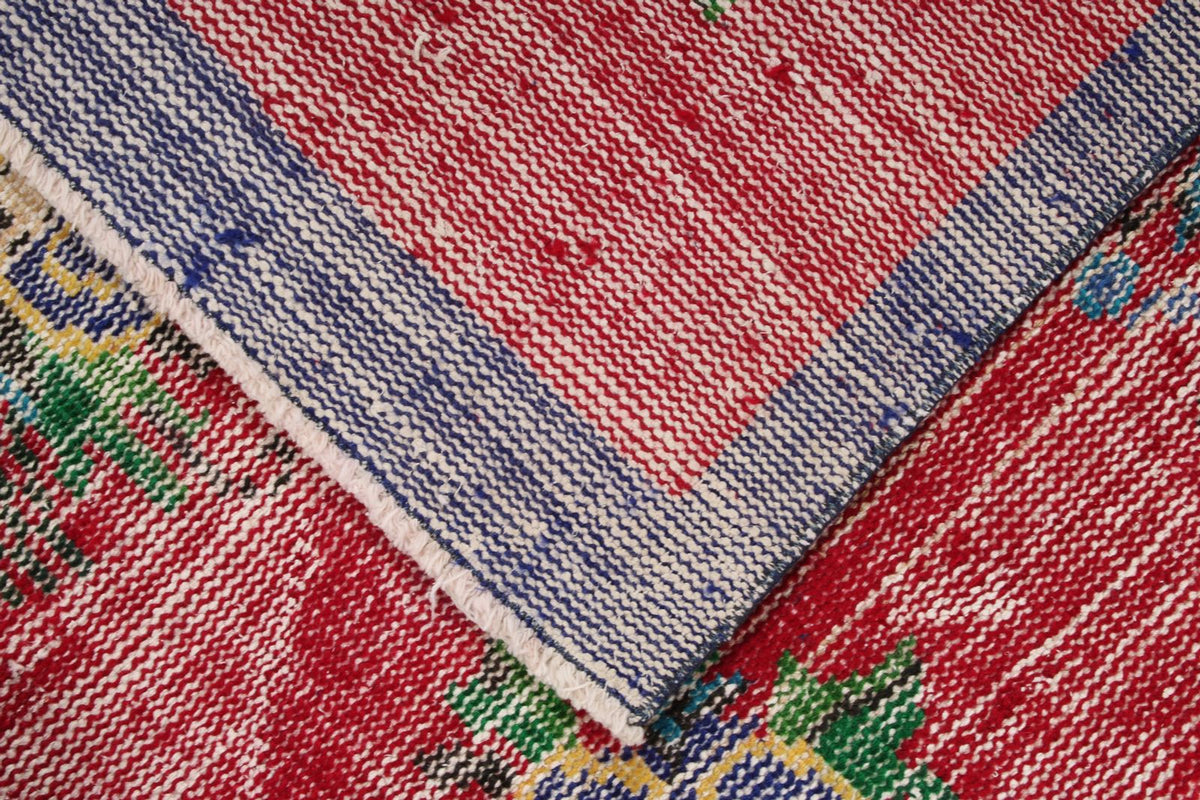 5x8 Red and Navy Turkish Overdyed Rug
