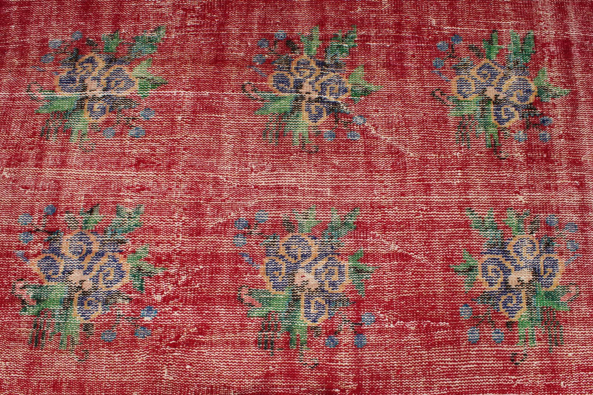 5x8 Red and Navy Turkish Overdyed Rug