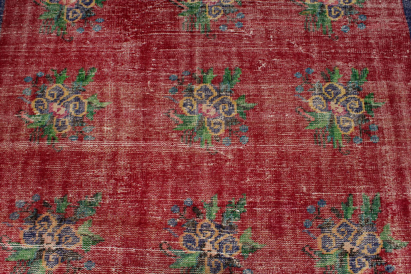 5x8 Red and Navy Turkish Overdyed Rug
