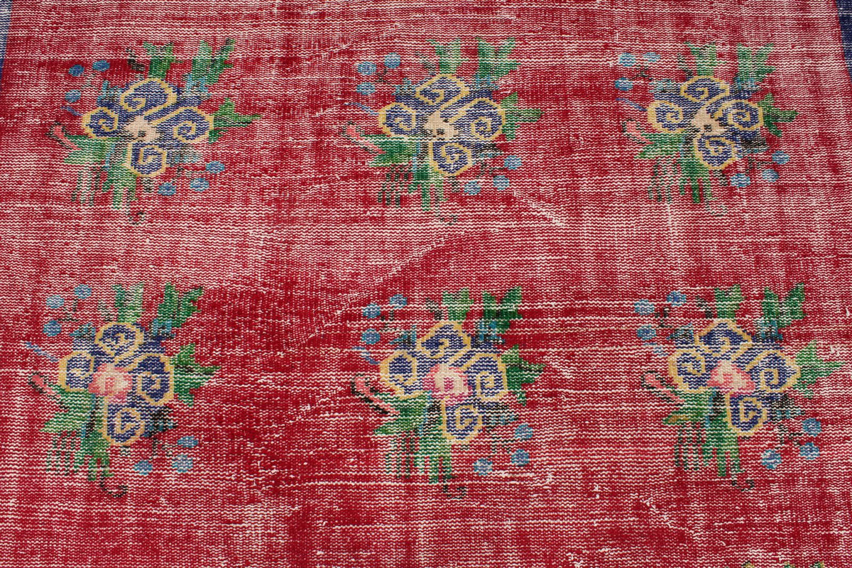 5x8 Red and Navy Turkish Overdyed Rug