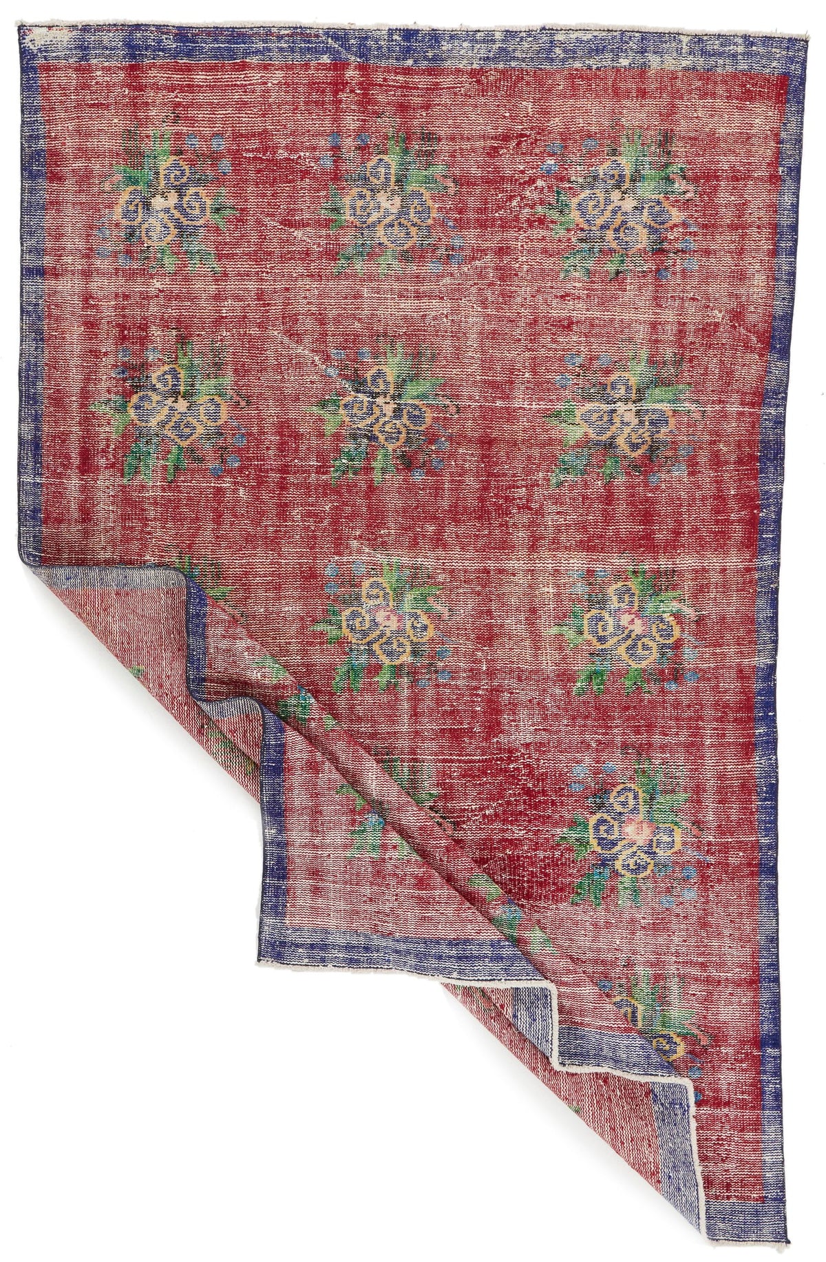 5x8 Red and Navy Turkish Overdyed Rug