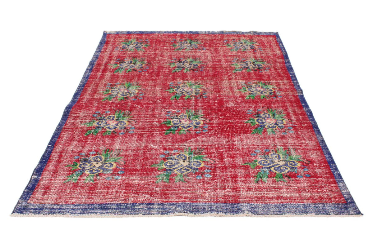 5x8 Red and Navy Turkish Overdyed Rug