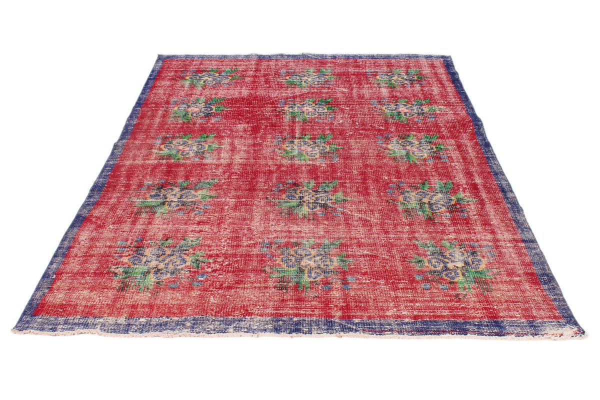5x8 Red and Navy Turkish Overdyed Rug