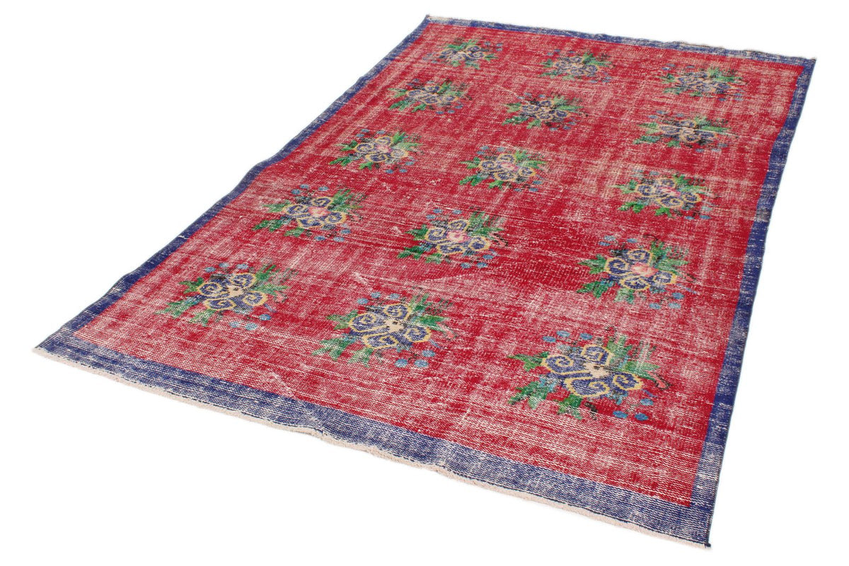 5x8 Red and Navy Turkish Overdyed Rug